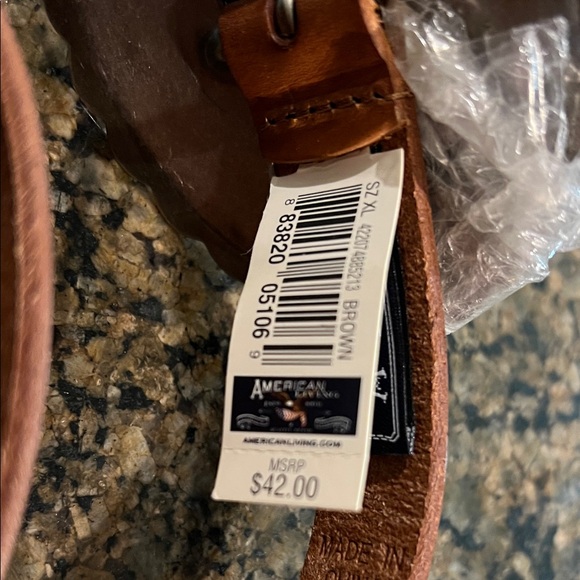 American Living Brown Leather Belt with Silver Buckle - Picture 3 of 7